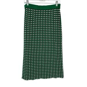 Banana Republic Sweater Pencil Long Skirt size Medium Kelly Green Check Pull on